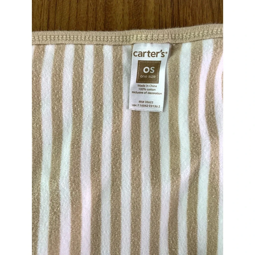 Carter's Baby Blanket Dog Gone Cute Tan White Stripe Monkey Lion Car Security